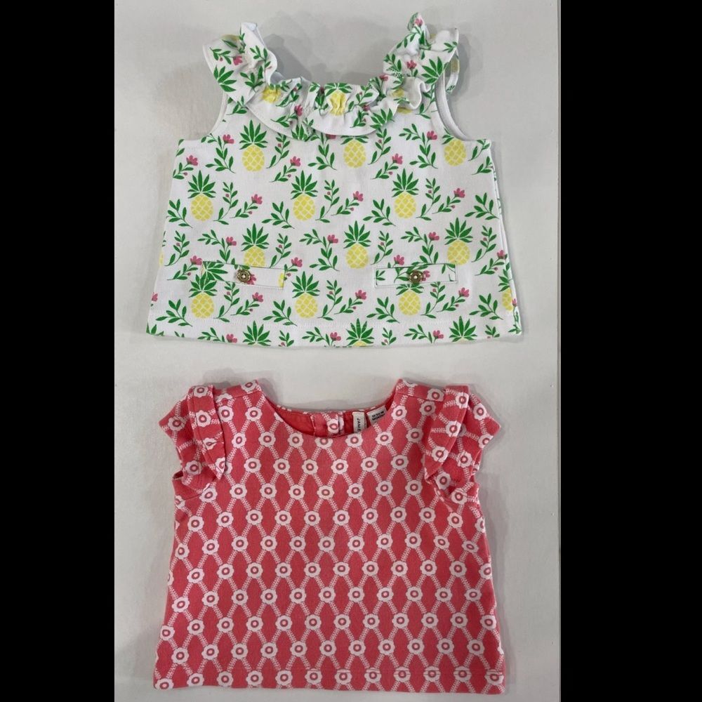 Janie and Jack Lot of Two Ruffle Ponte Top Orange and White Size 12/18 Month